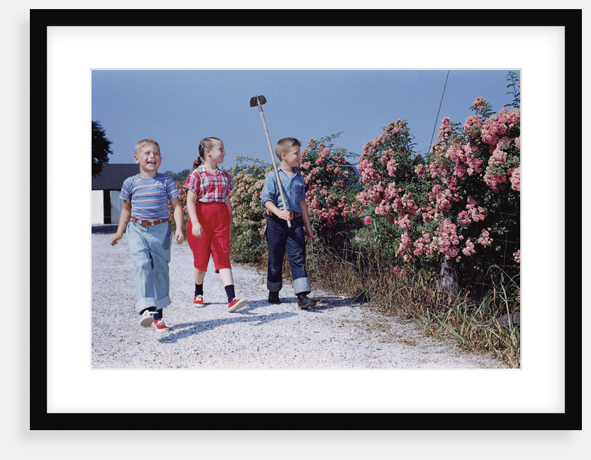 Children Walking Along Gravel Road by Anonymous