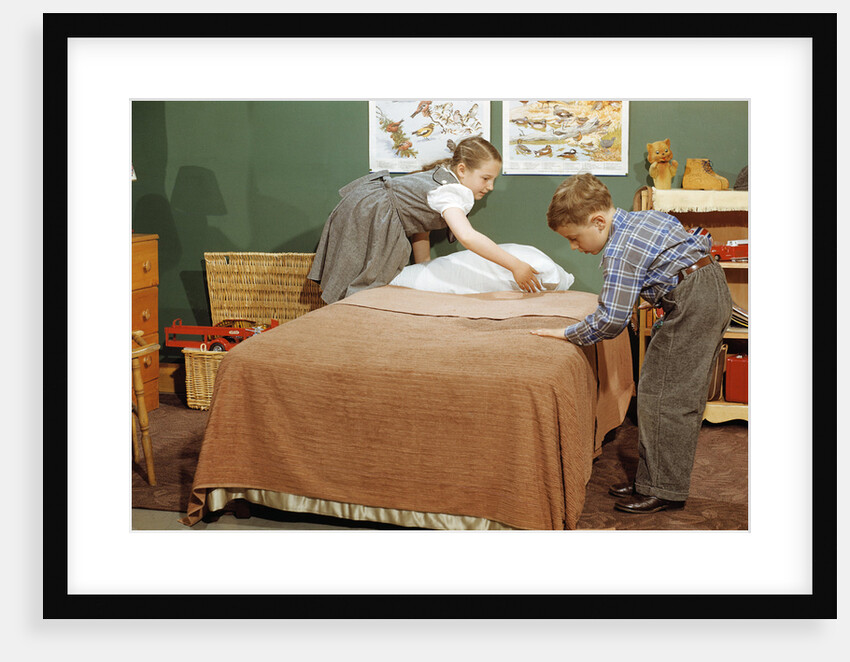 Children Making a Bed by Anonymous