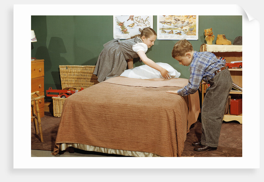 Children Making a Bed by Anonymous