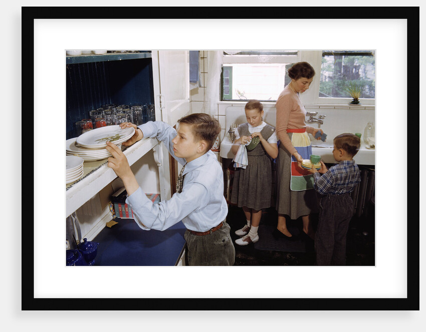 Family Cleaning the Dishes by Anonymous
