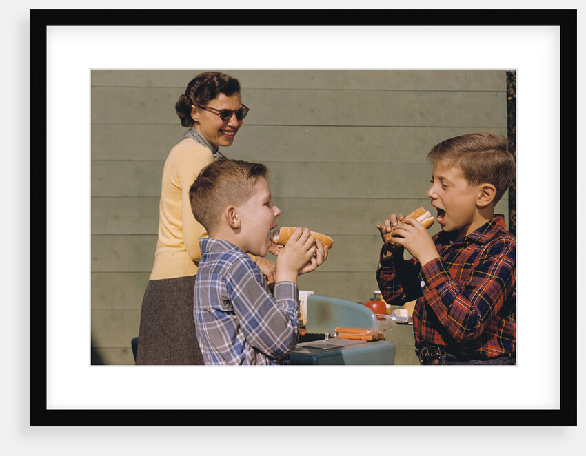 Boys Eating Hot Dogs by Anonymous