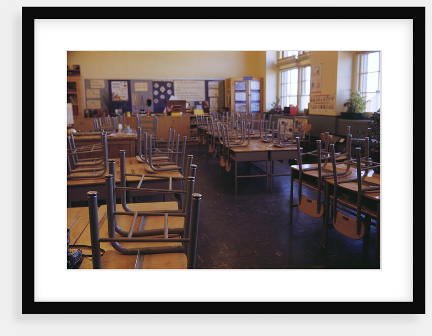 Classroom with Chairs on Desks by Anonymous