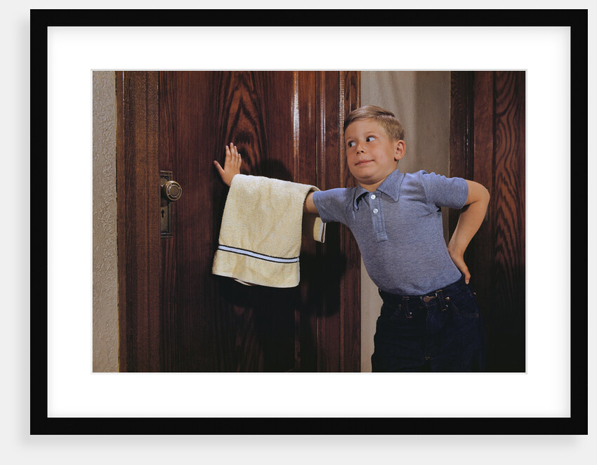 Boy Waiting to Enter Bathroom by Anonymous