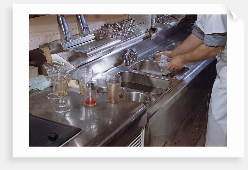 Washing Glasses at Diner by Anonymous