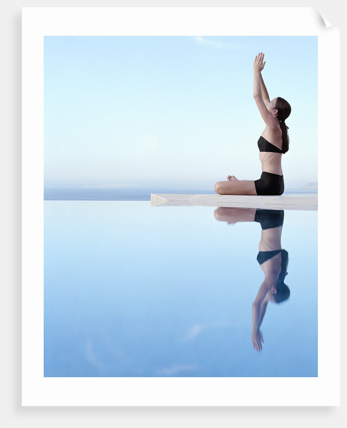 Woman Exercising on Swimming Pool Edge by Anonymous