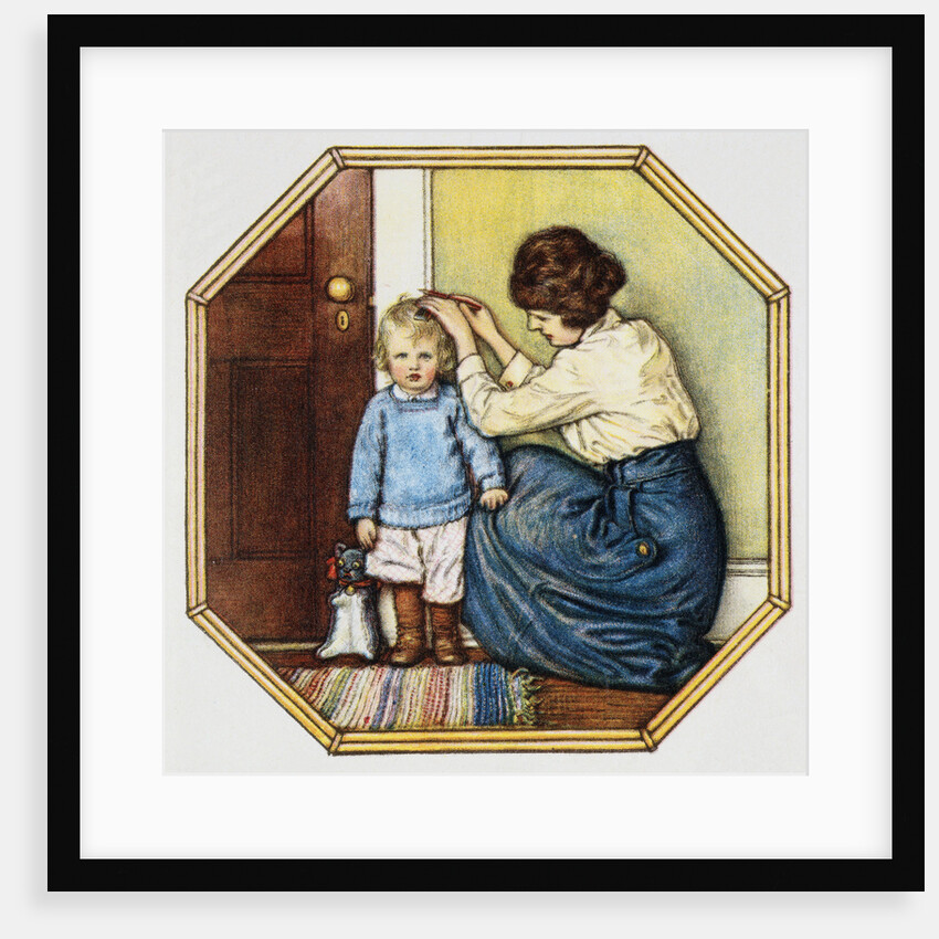 Illustration of Mother Measuring Child's Growth by John Rae