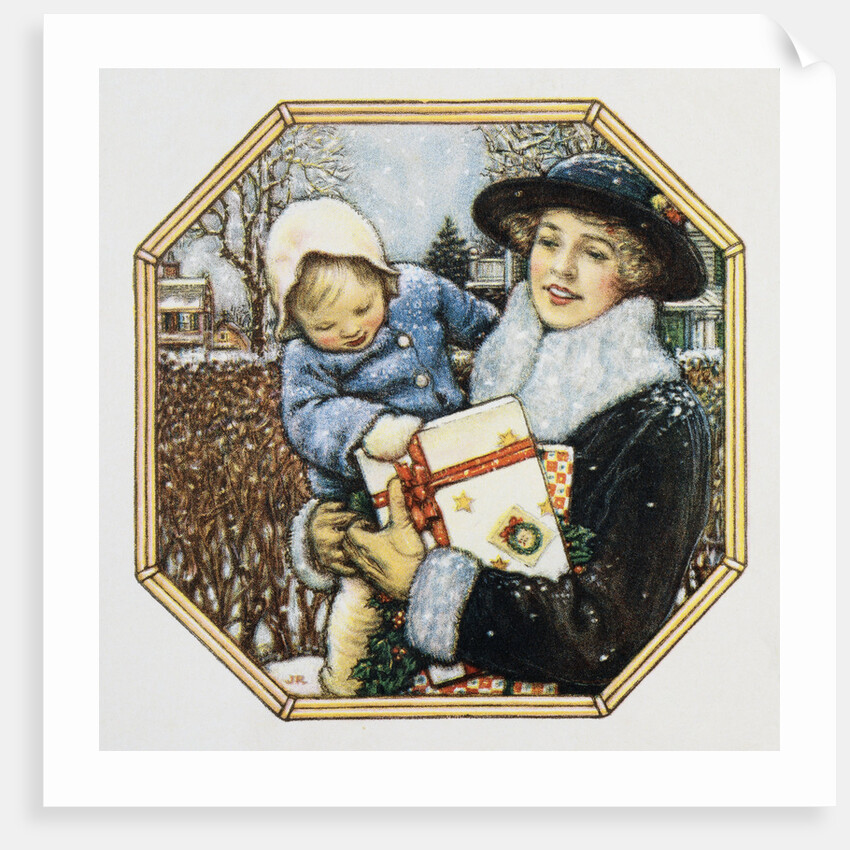 Illustration for the Book Best Baby, Depicting Mother and Child at Christmas by John Rae