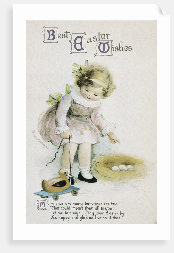 Best Easter Wishes Greeting Card Ephemera by Ellen H. Clapsaddle