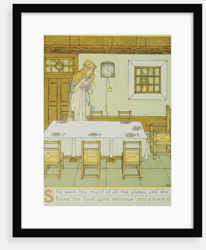 Book Illustration of Snowdrop Tasting the Dwarfs' Food by W.C. Drupsteen