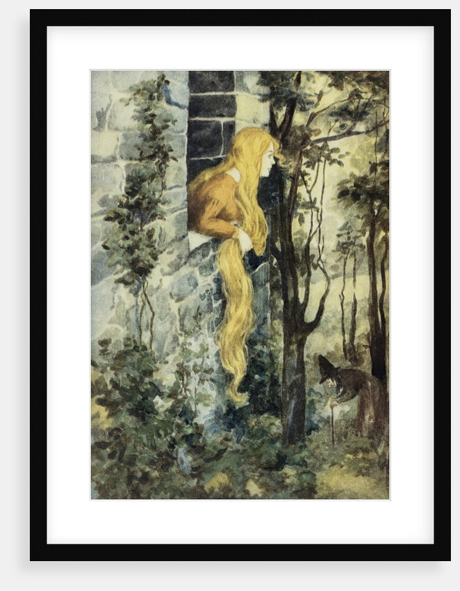 Grimm's Fairy Tales Book Illustration with Rapunzel in Her Tower by Anonymous