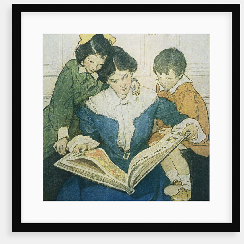Illustration of a Mother and Children Reading by Jessie Willcox Smith