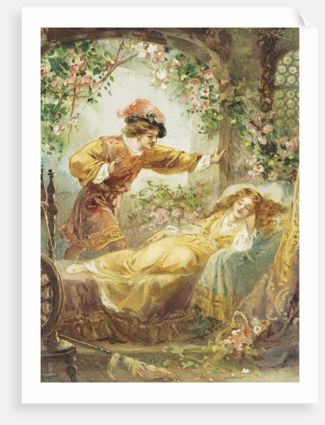 The Prince Finds the Sleeping Beauty Book Illustration by Anonymous