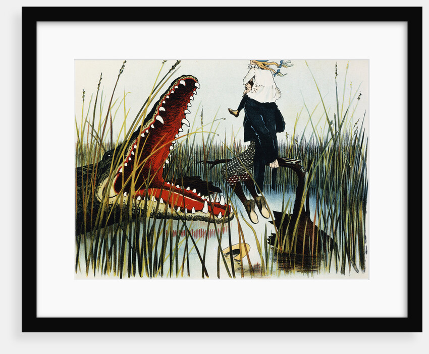 Illustration Depicting Two People Threatened by an Alligator by Luther Daniels Bradley