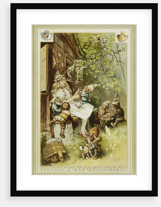 Book Illustration Depicting Snow White and the Seven Dwarfs by Hermann Vogel