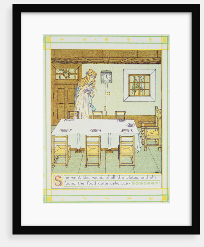 Book Illustration of Snowdrop Tasting the Dwarfs' Food by W.C. Drupsteen