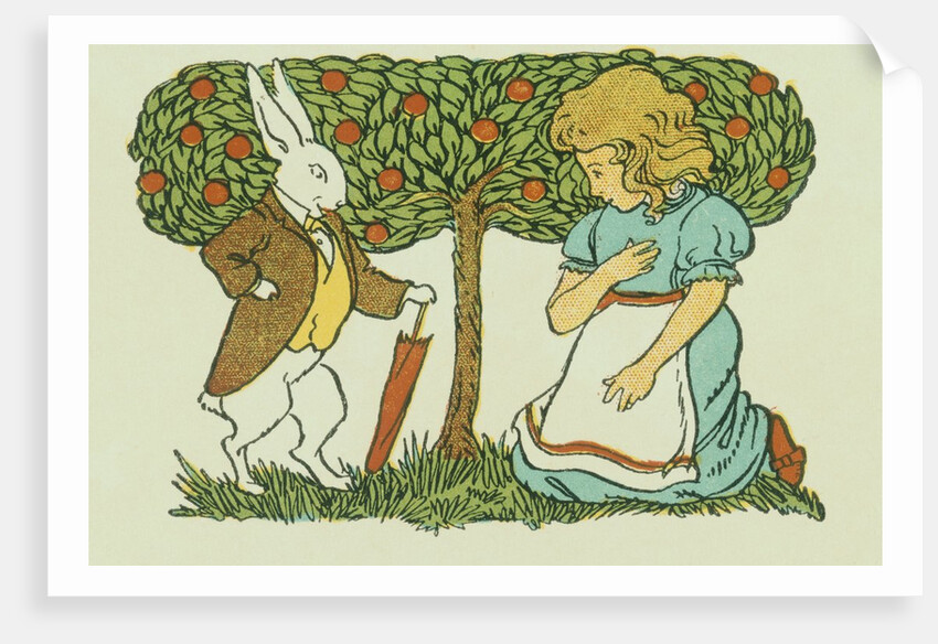 Illustration Depicting Alice and the White Rabbit by John R. Neill