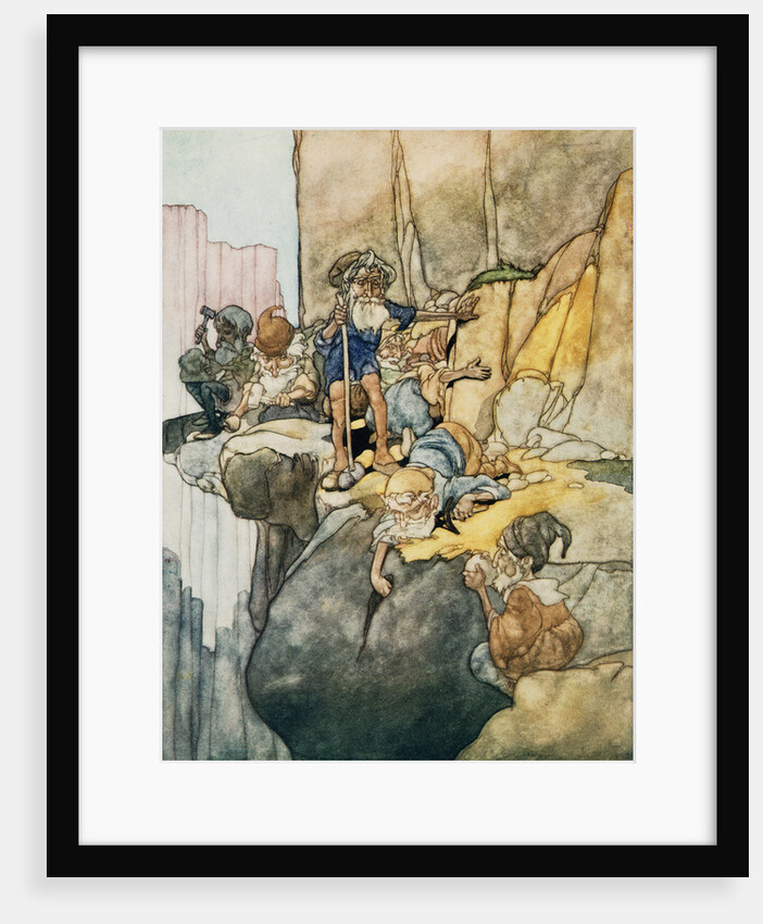 Illustration Depicting the Seven Dwarfs Mining by Charles Robinson