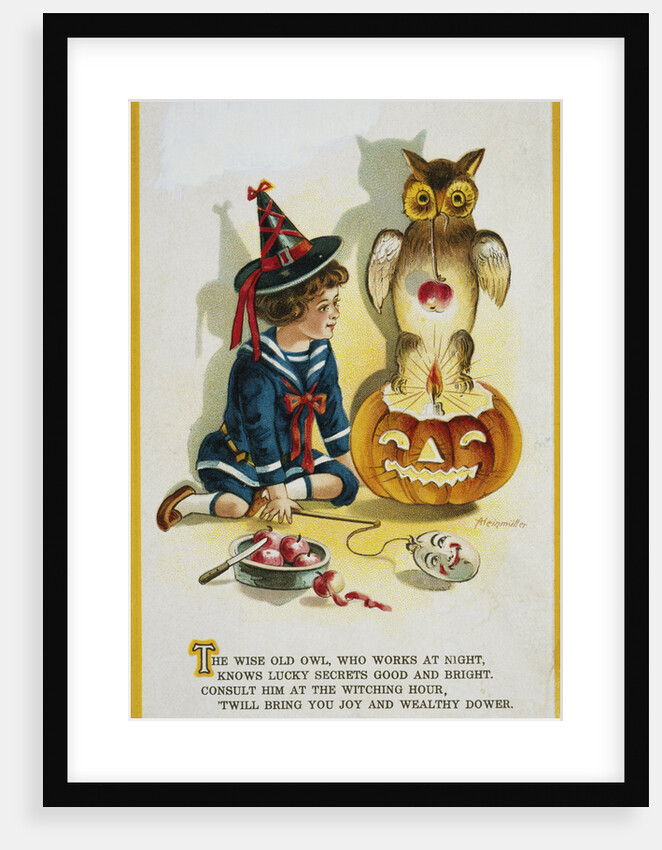 The Wise Old Owl Halloween Postcard by Anonymous