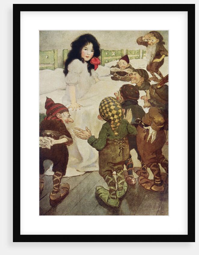 Illustration of the Dwarfs Discovering Snow White by Jessie Willcox Smith