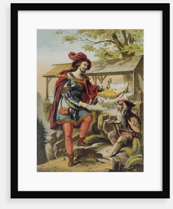Illustration of Snow White, the Prince and a Dwarf by Carl Offterdinger