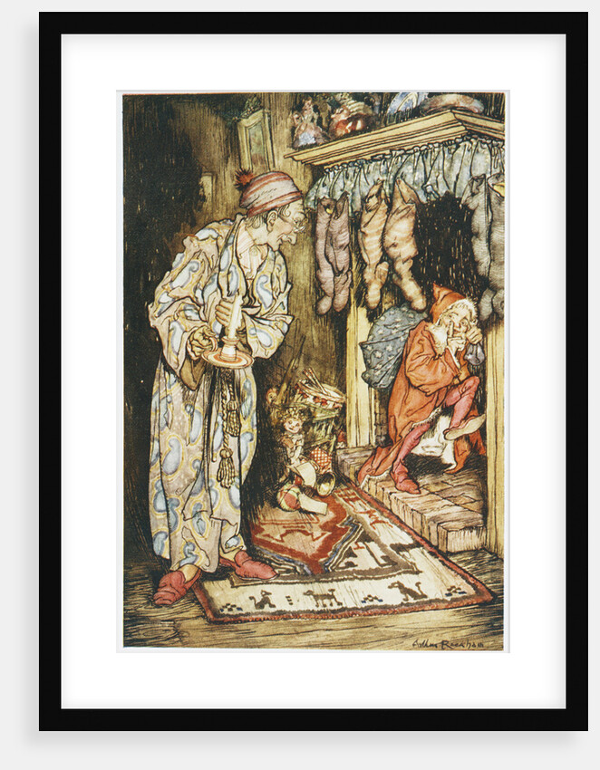 Illustration Depicting Santa Claus Delivering Gifts by Arthur Rackham