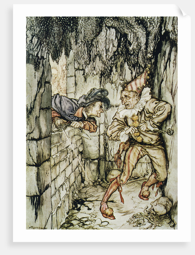 Illustration Depicting Fortunado and Montresor by Arthur Rackham