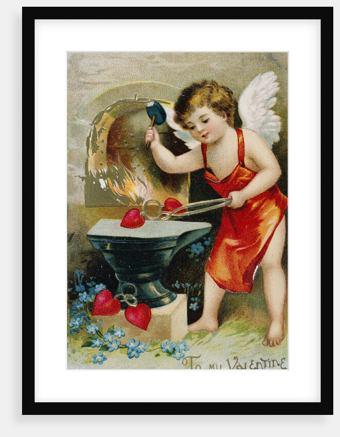 To My Valentine Postcard with Cupid at a Forge by Anonymous