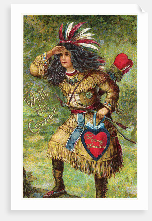 Will He Come? Valentine Postcard by Anonymous