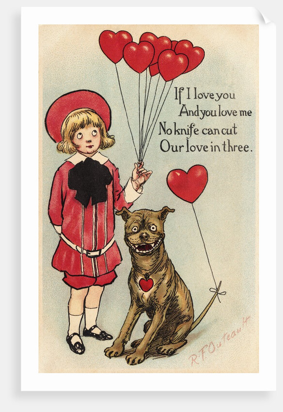 If I Love You Valentine Postcard by Richard Felton Outcault