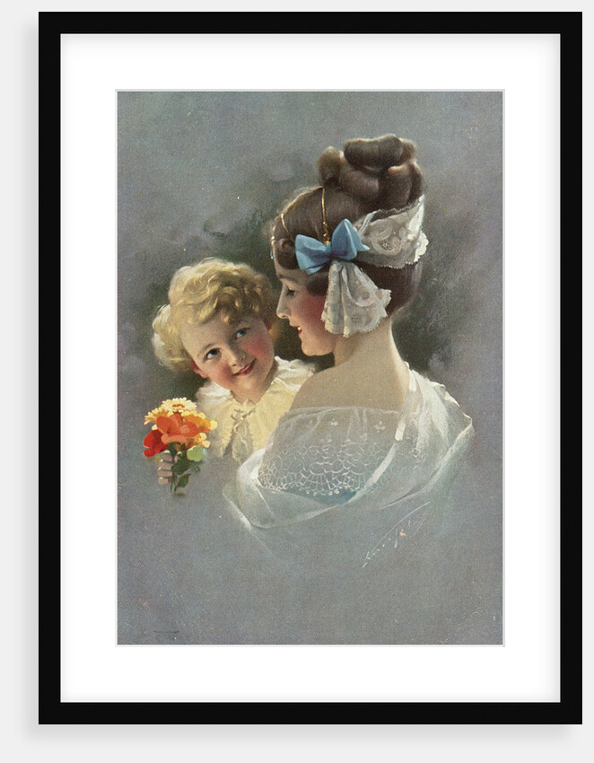 Postcard of Mother Holding Daughter by Anonymous