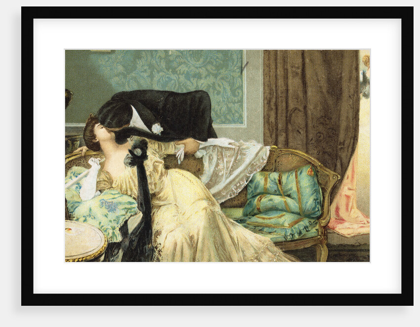 Postcard of Lovers Kissing on a Couch by Anonymous