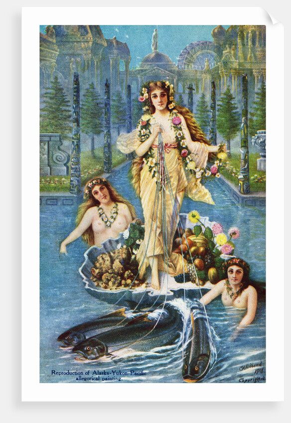 Postcard of Alaska-Yukon-Pacific Allegorical Painting by C.A. Holland
