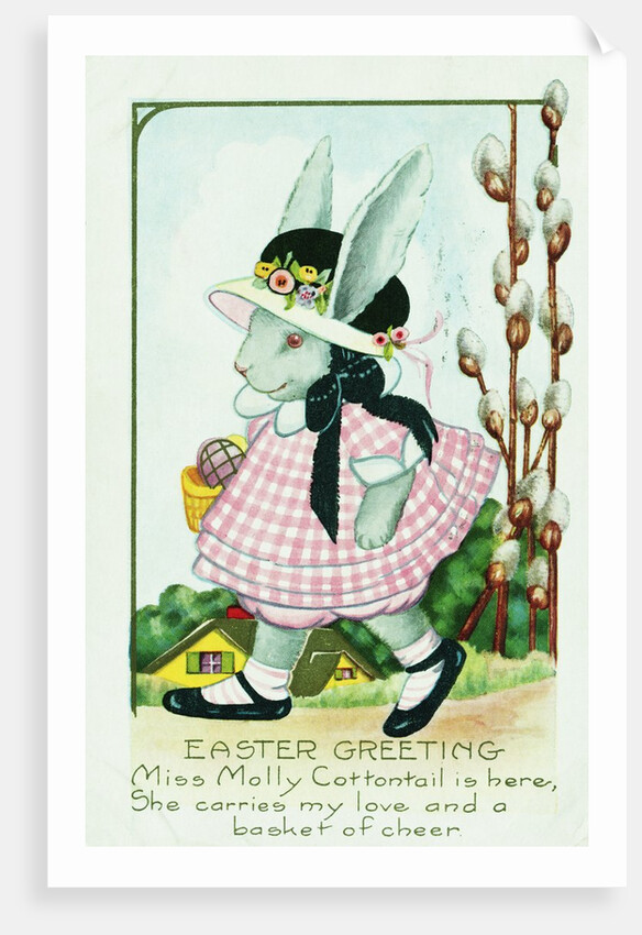 Easter Greeting Postcard with Miss Molly Cottontail by Anonymous