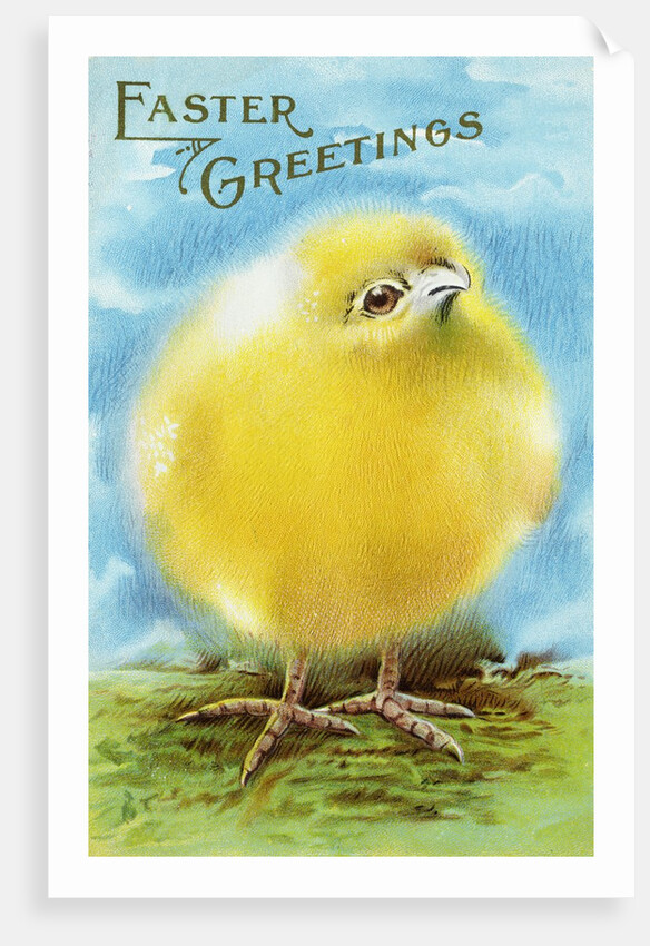 Easter Greetings Postcard with a Chick by Anonymous