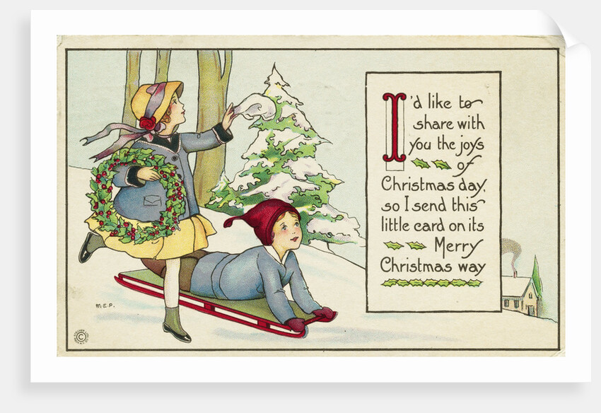 I'd Like to Share with You the Joys of Christmas Day, so I Send this Little Card on Its Merry Christmas Way Postcard by Anonymous