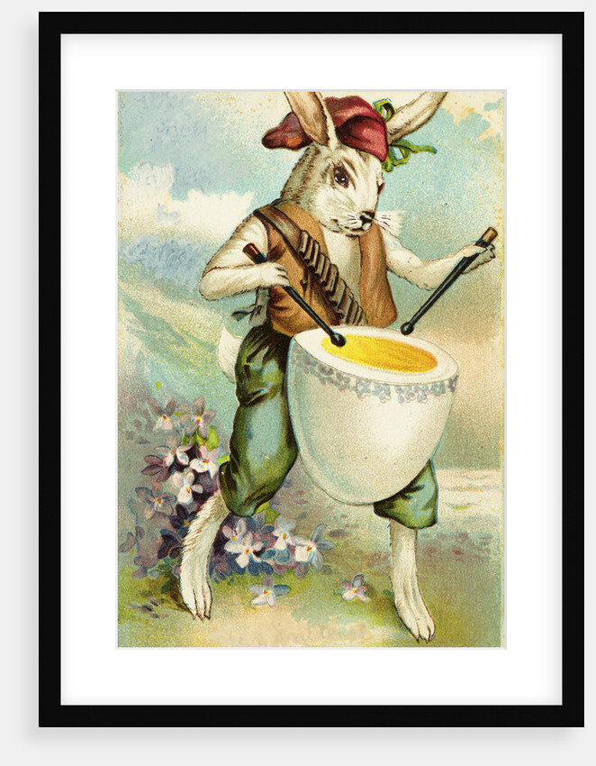 Easter Postcard of Bunny Playing an Egg Drum by Anonymous