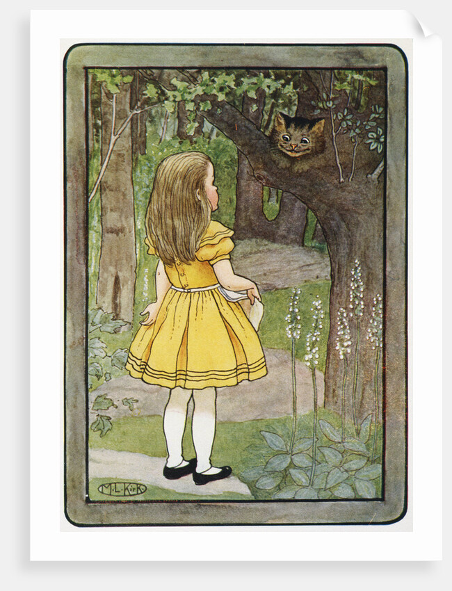 Book Illustration of Alice and the Cheshire Cat by M.L. Kirk