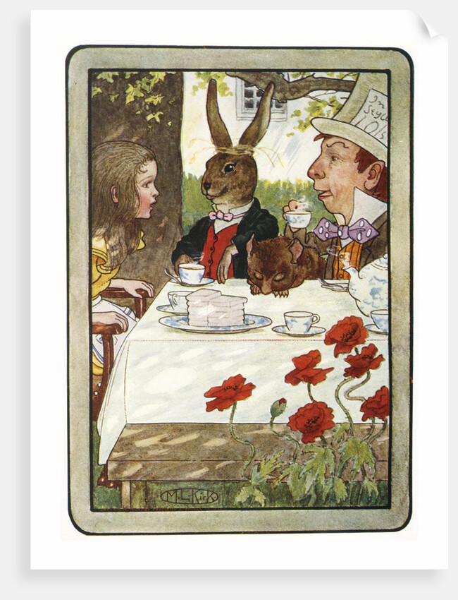 Book Illustration of a Mad Tea-Party by M.L. Kirk