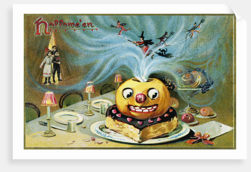 Halloween Postcard with a Magic Jack-O'-Lantern by Anonymous
