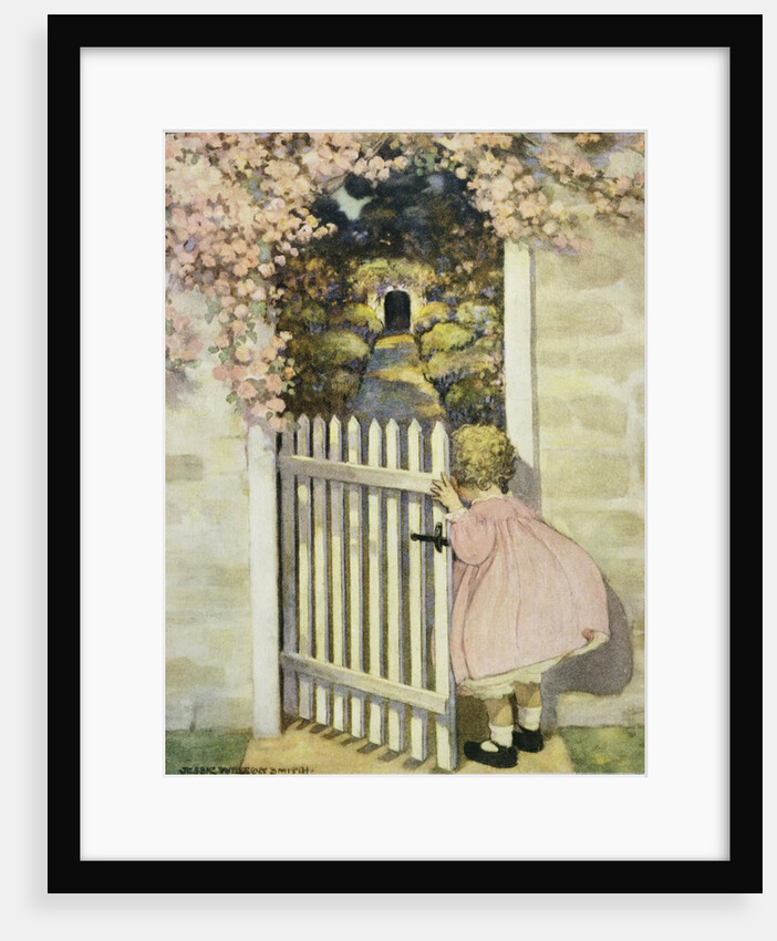 Illustration of a Little Girl Walking Through a Gate by Jessie Willcox Smith