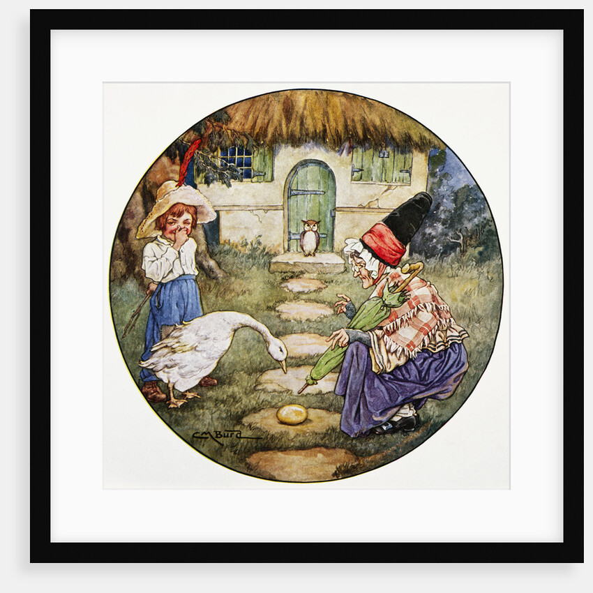 Book Illustration Showing Jack and the Goose that Laid the Golden Egg by Clara M. Burd