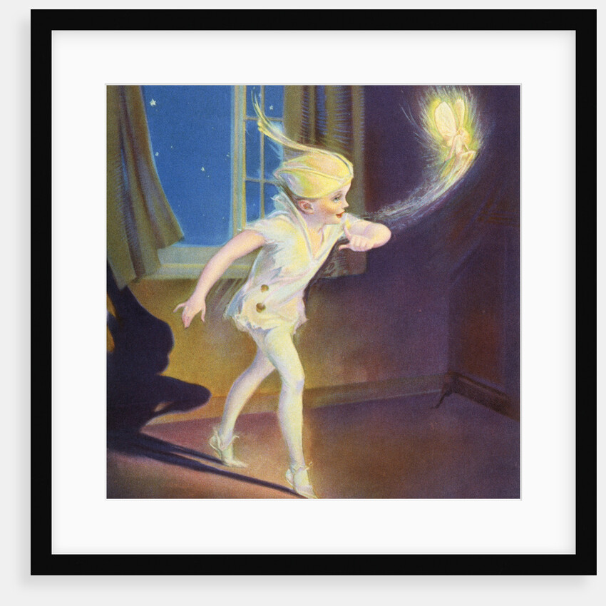 Book Illustration of Peter Pan Tiptoeing with Tinkerbell by Roy Best
