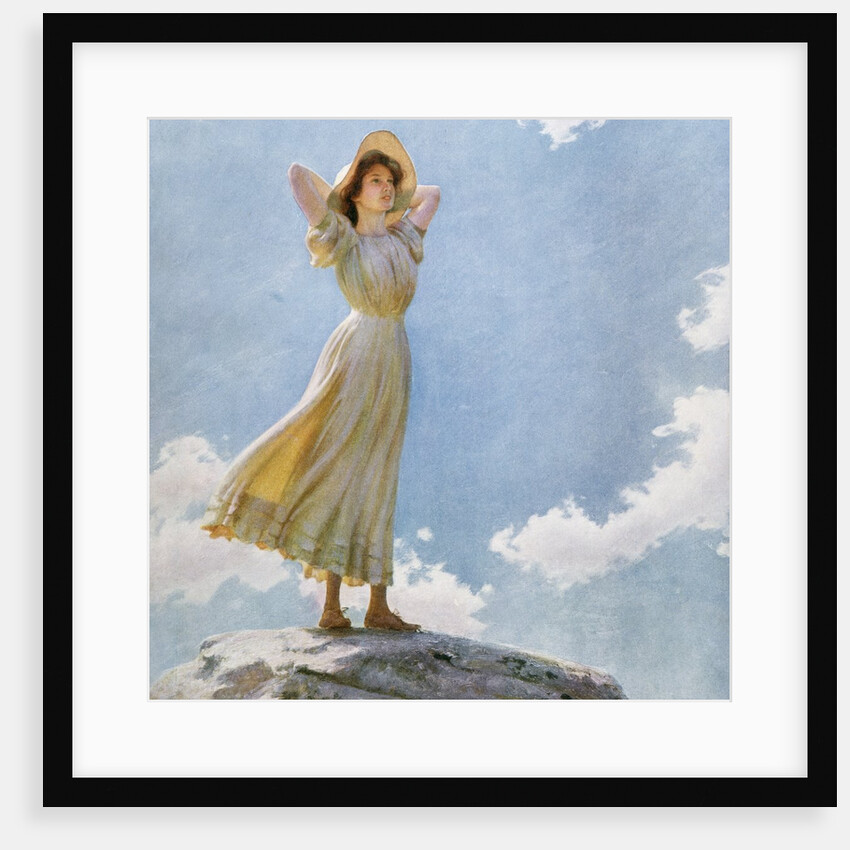 Illustration of a Woman on the Top of a Mountain by Charles Courtney Curran