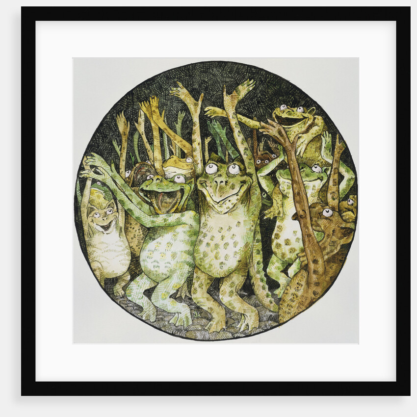 Book Illustration of Frogs Celebrating by John D. Batten