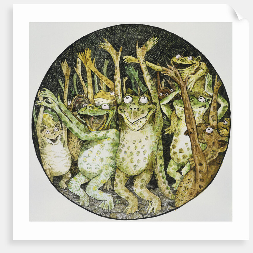 Book Illustration of Frogs Celebrating by John D. Batten