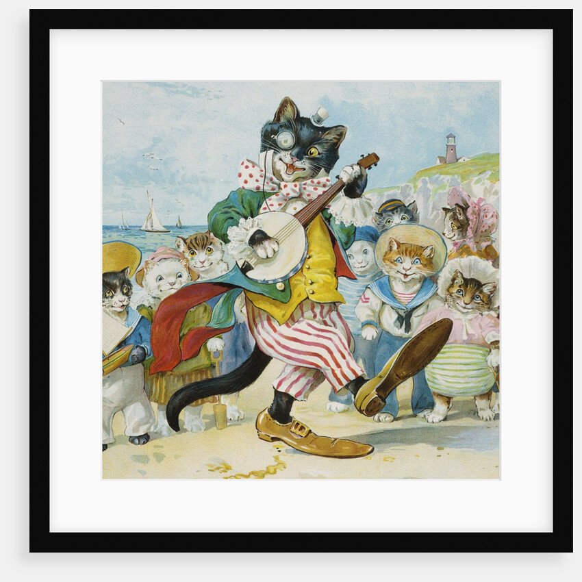 Book Illustration of a Cat Playing a Banjo by Anonymous