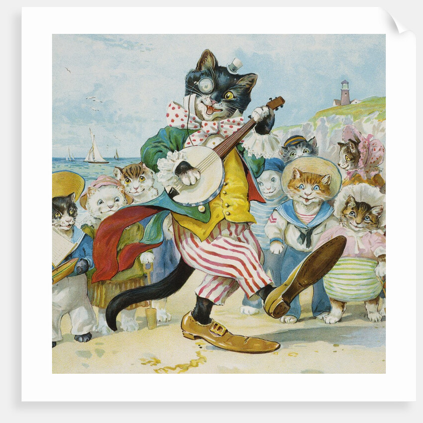 Book Illustration of a Cat Playing a Banjo by Anonymous