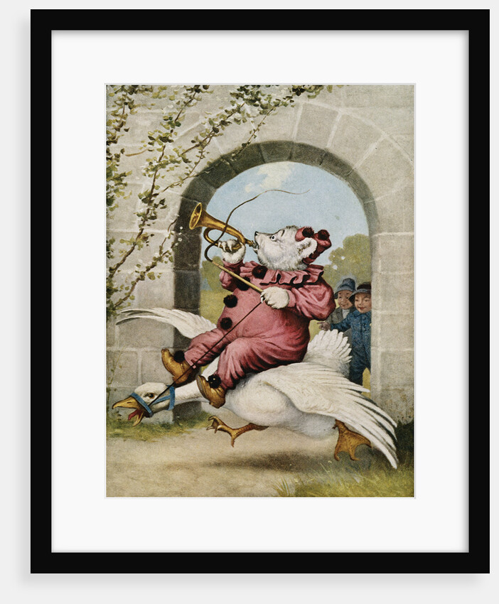 Book Illustration of a Bear Riding on a Goose by V. Floyd Campbell