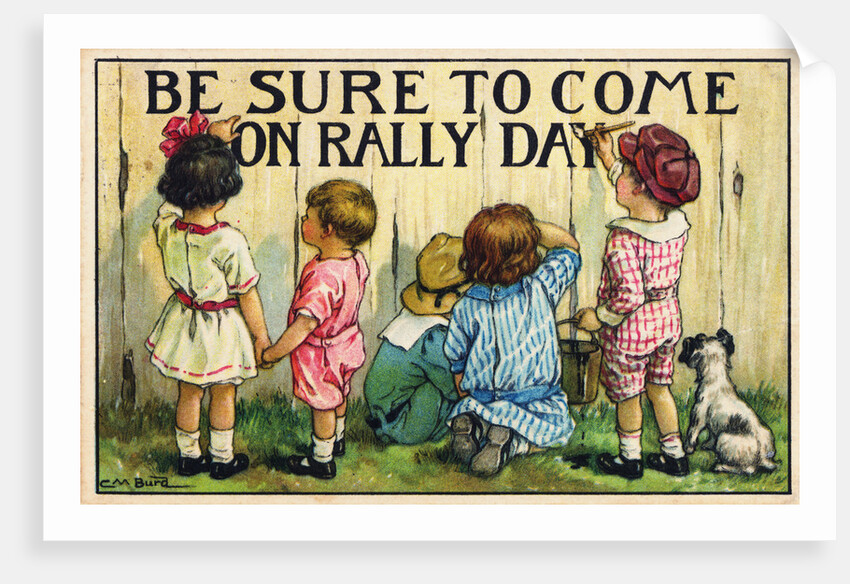 Be Sure to Come on Rally Day Postcard by Clara M. Burd