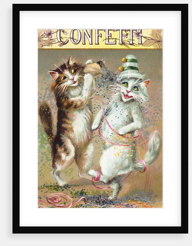 Confetti Postcard with Dancing Cats by Anonymous